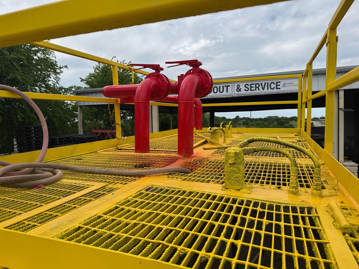 Used Oilwell SA634-5 10K WP Triplex Cement Pump Unit P/B Detroit Series 60 Skidded MTD on 2007 Lufkin Narrow Neck Lowboy