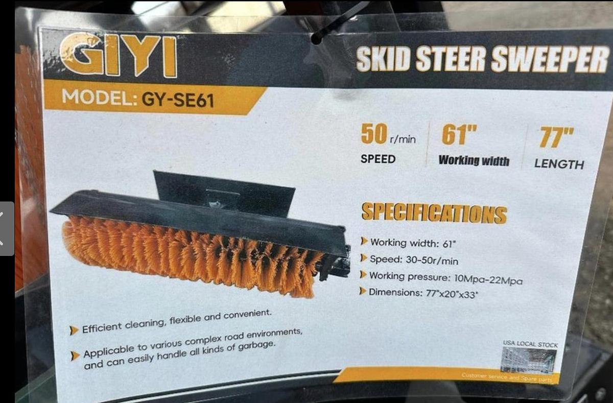 Used 2026 GIYI GY-SE61 Sweeper Skid Steer Attachment (UNUSED)