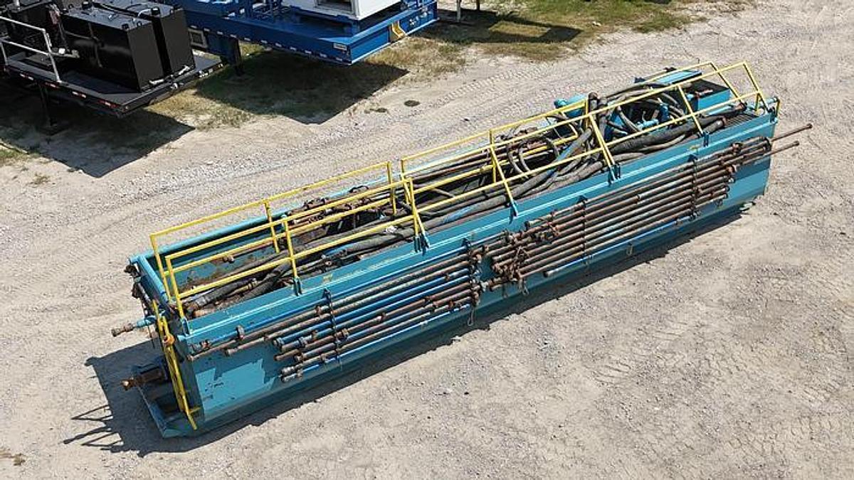 Used 180 BBL Reserve Circulating Tank - 35' x 7'6" x 6' - 3 Comopartment - Gas Buster - Hoses