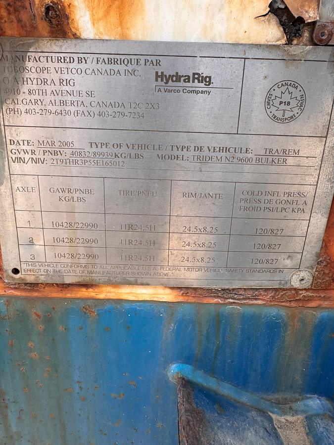 Used 2004 HydraRig 9600 Nitrogen Bulk Trailer - HARD TO FIND!