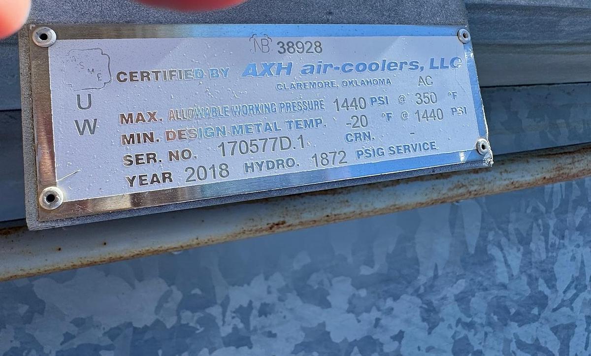 Used 2018 AXH 120-VVF Air-Cooled Heat Exchanger (Fin-Fan / Gas Aftercooler)