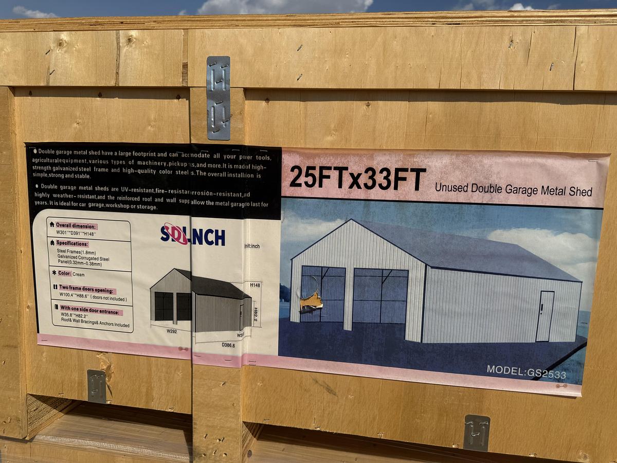 Used 25'x33' Double Garage Metal Shed (UNUSED)