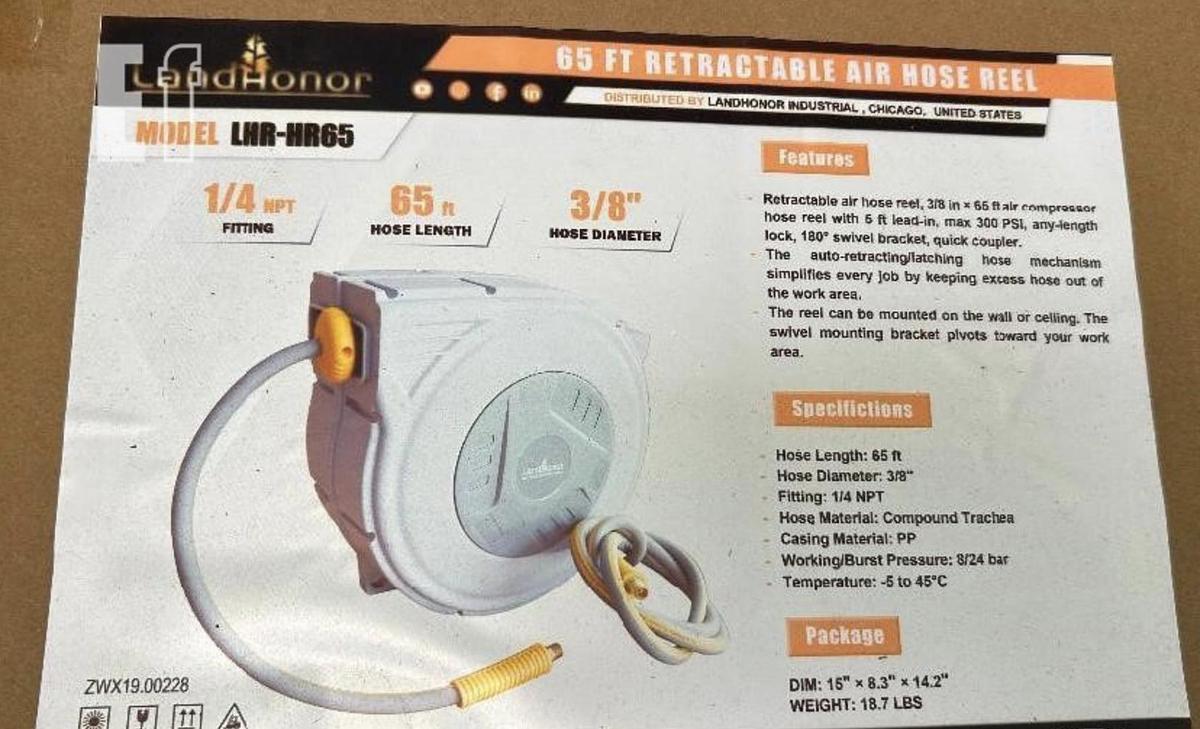 Used Unused 2026 Landhonor LHR-HR65 65ft Retractable Air Hose Reel