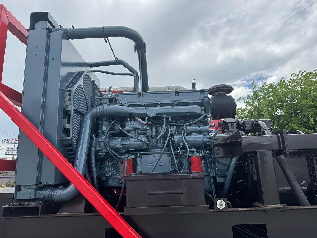 Used Oilwell SA634-5 10K WP Triplex Cement Pump Unit P/B Detroit Series 60 Skidded MTD on 2007 Lufkin Narrow Neck Lowboy