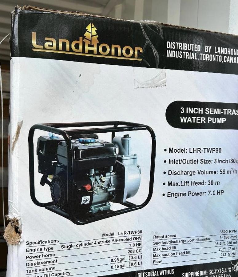 Used Unused 2026 Landhonor LDH-TWP80 3 inch Semi-Trash Water Pump
