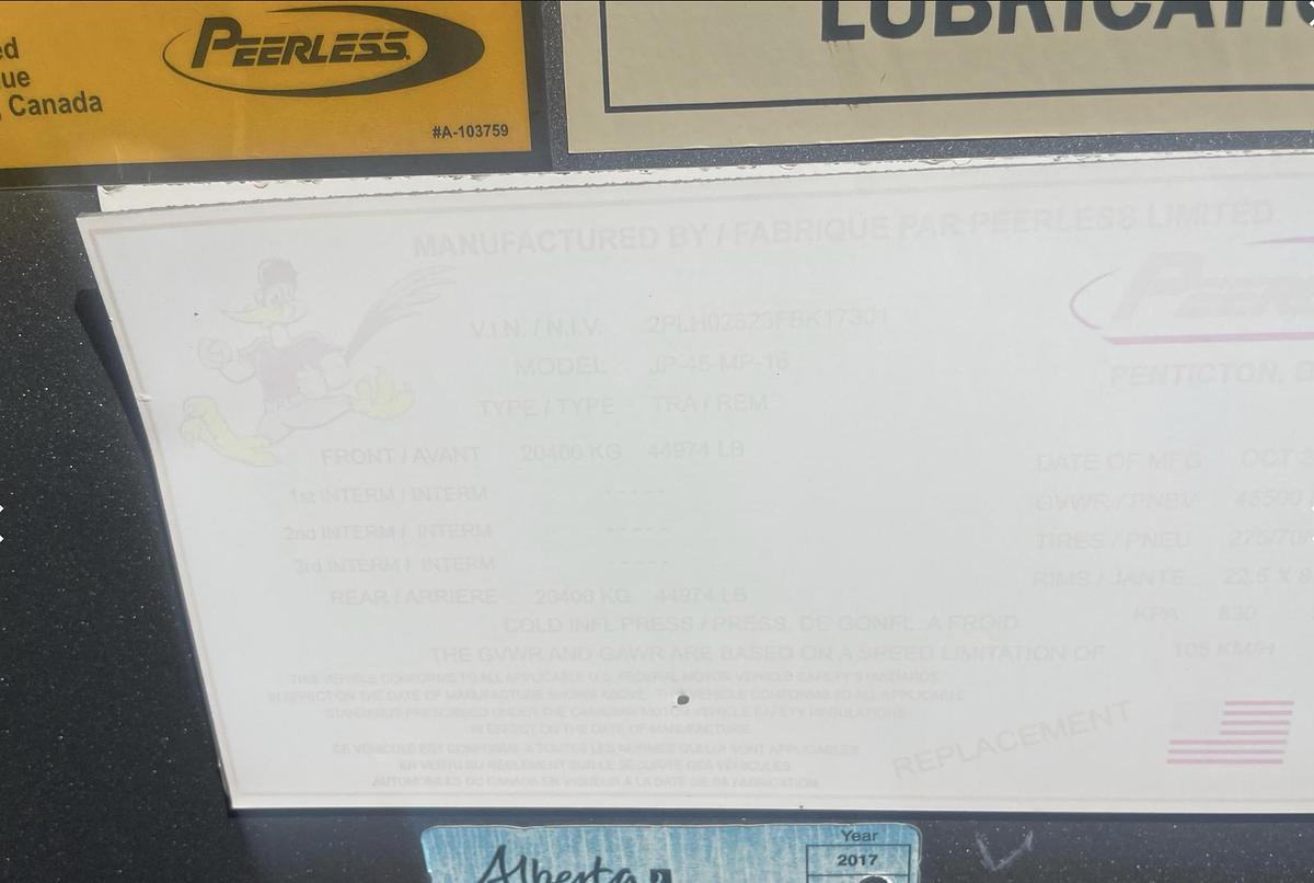 Used 2013 Peerless Limited Coil Tubing Reel Trailer