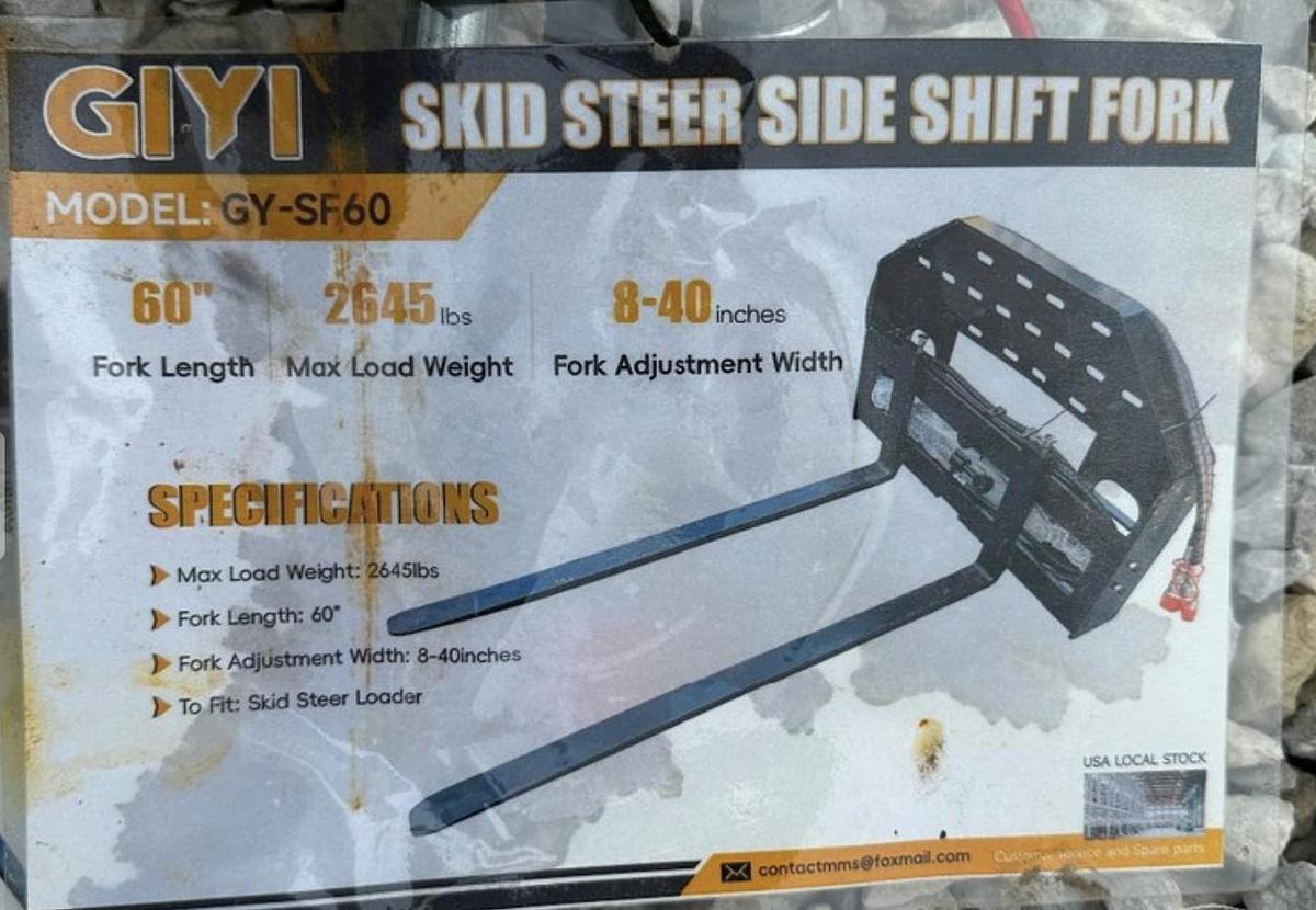 Used 2026 GIYI GY-SF60 60in Side Shift Fork Skid Steer Attachment (UNUSED)
