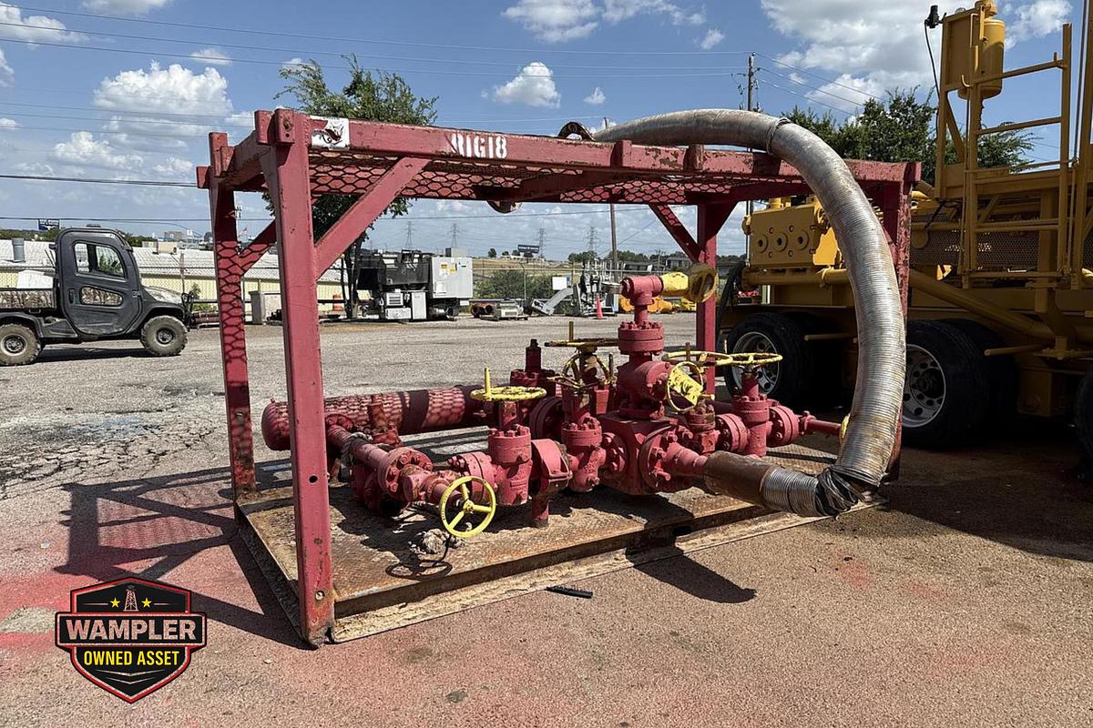 Used 5000# Choke Manifold - (2) 4 1/8" & (4) 2 11/16" Manual Valves - (2) Manual Chokes - Skidded