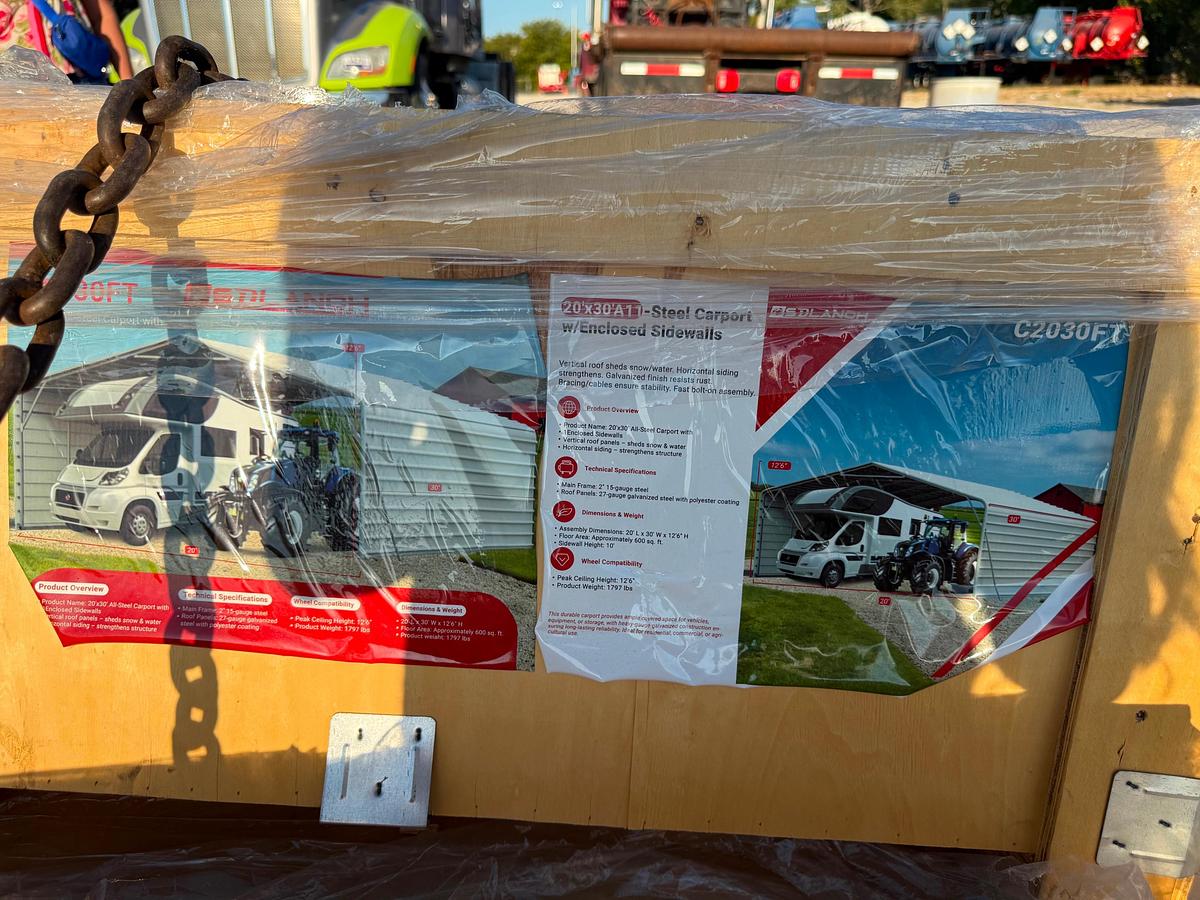 Used 20'x30' All-Steel Carport with Enclosed Walls (UNUSED)