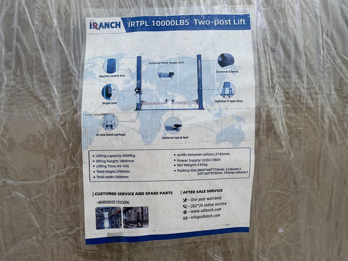 IRTPL 10,000lbs Two-post Lift (UNUSED)