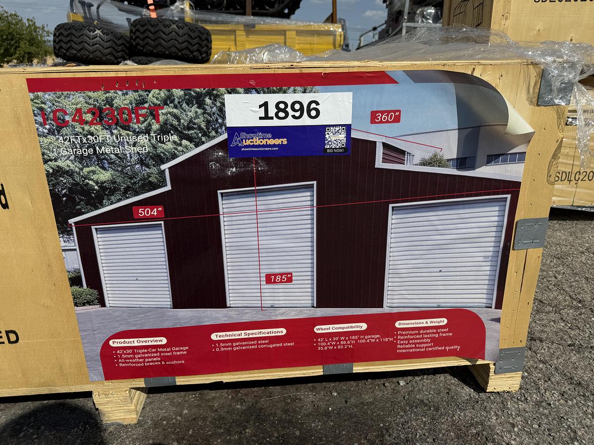 Used (3) 42'x30' Triple Garage Metal Shed (UNUSED)