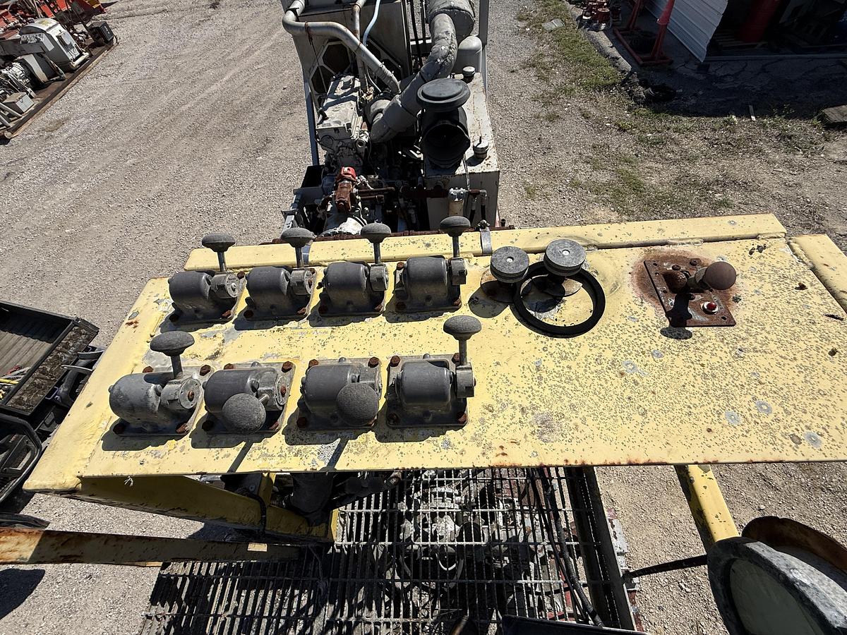 Used Oilwell SA634-5 10K WP Triplex Cement Pump Unit P/B Detroit Series 60 Skidded MTD on 2007 Lufkin Narrow Neck Lowboy