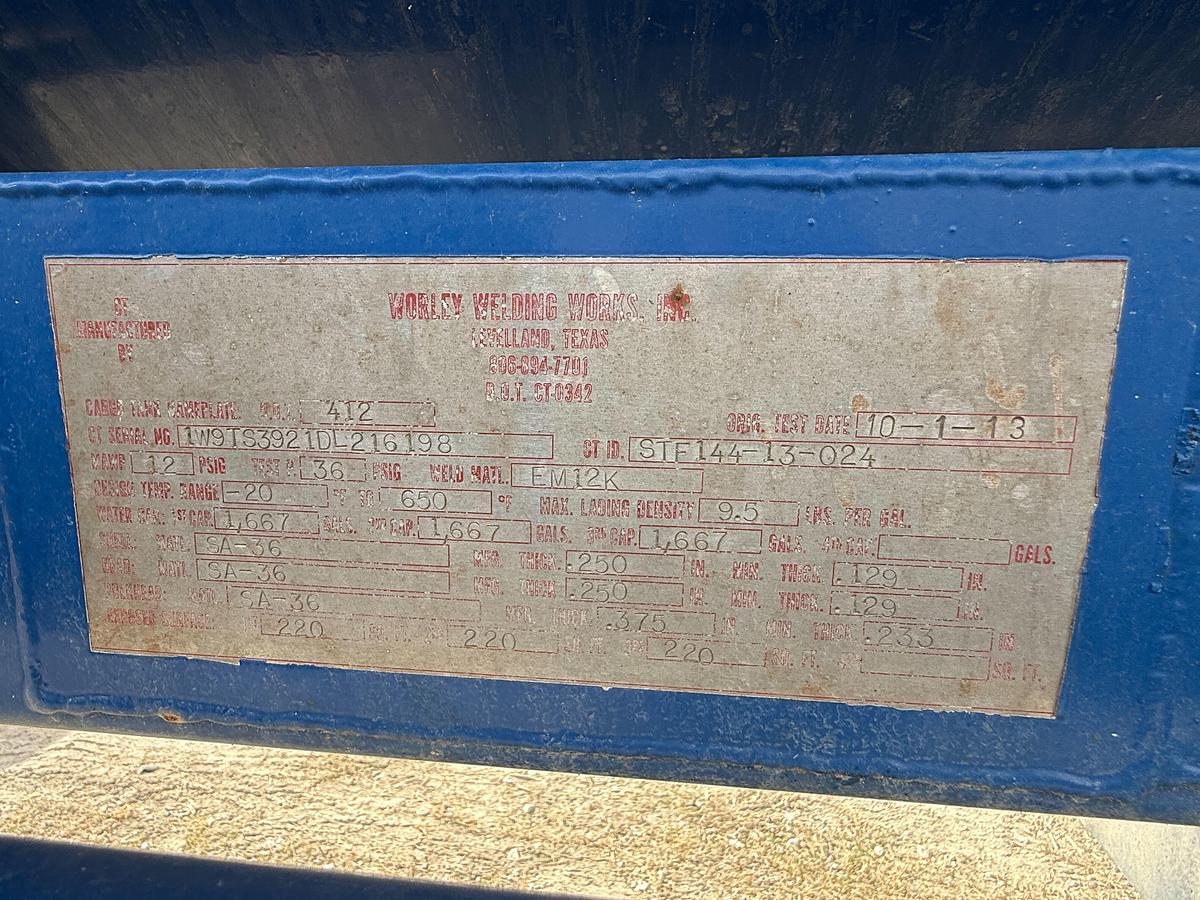 Used 2013 Worley 5,000-Gal Transport Trailer