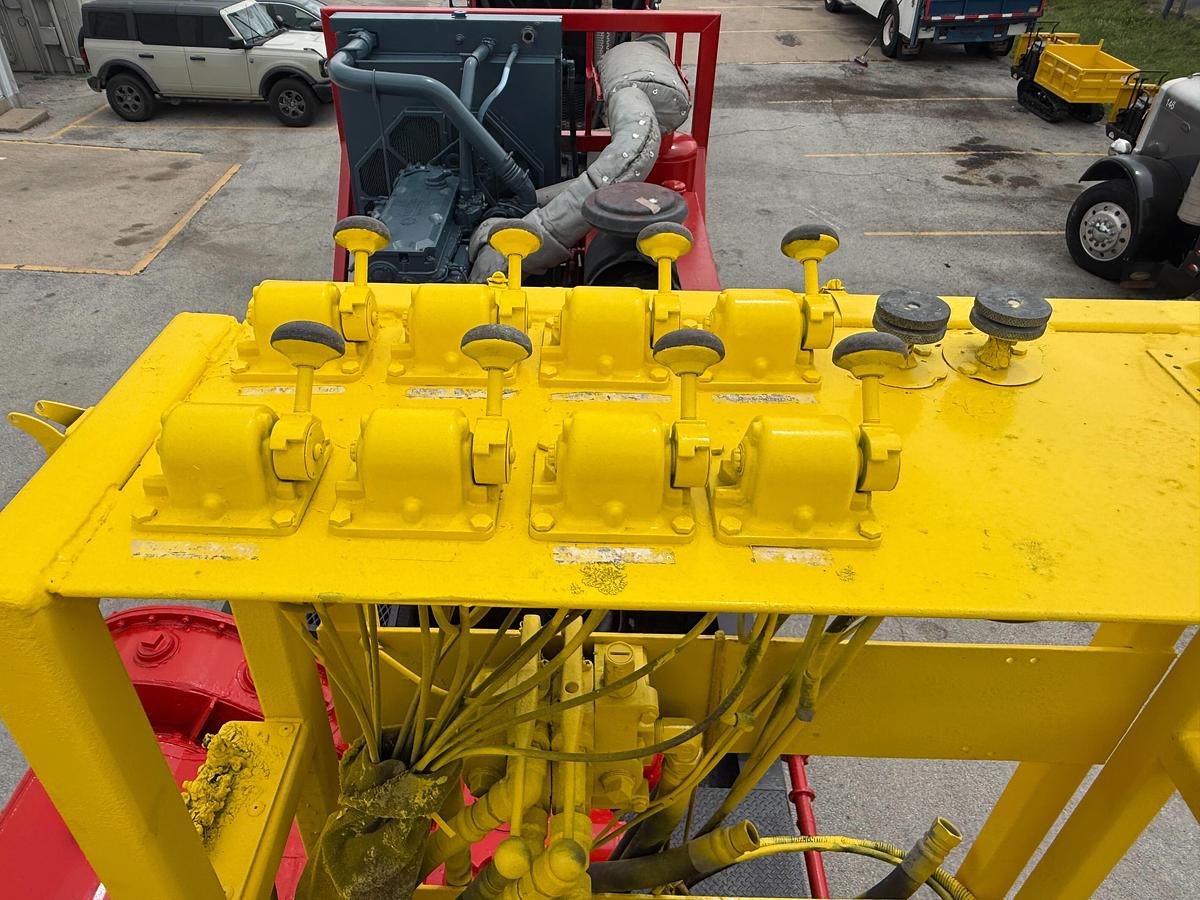 Used Oilwell SA634-5 10K WP Triplex Cement Pump Unit P/B Detroit Series 60 Skidded MTD on 2007 Lufkin Narrow Neck Lowboy