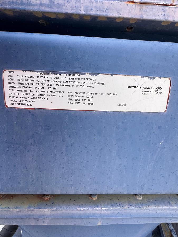 Used 2006 BJ Gorilla Frac&amp;nbsp;Pump Tri-Axle&amp;nbsp;Trailer - Detroit Series 4000 Diesel Engine (Missing Pump)