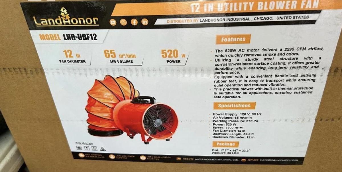 Used Unused 2026 Landhonor LHR-UBF12 Utility Blower Fan