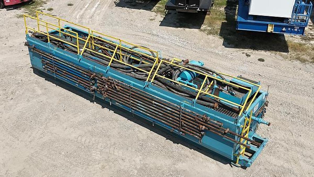 Used 180 BBL Reserve Circulating Tank - 35' x 7'6" x 6' - 3 Comopartment - Gas Buster - Hoses
