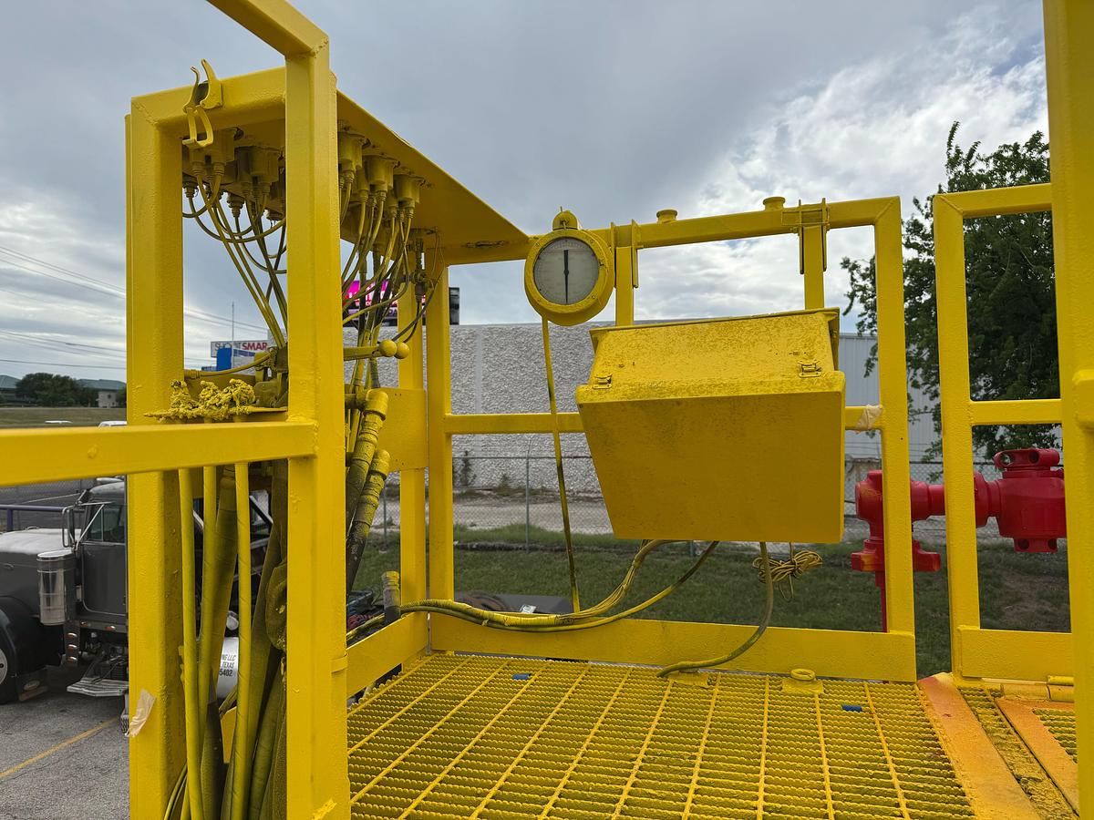 Used Oilwell SA634-5 10K WP Triplex Cement Pump Unit P/B Detroit Series 60 Skidded MTD on 2007 Lufkin Narrow Neck Lowboy