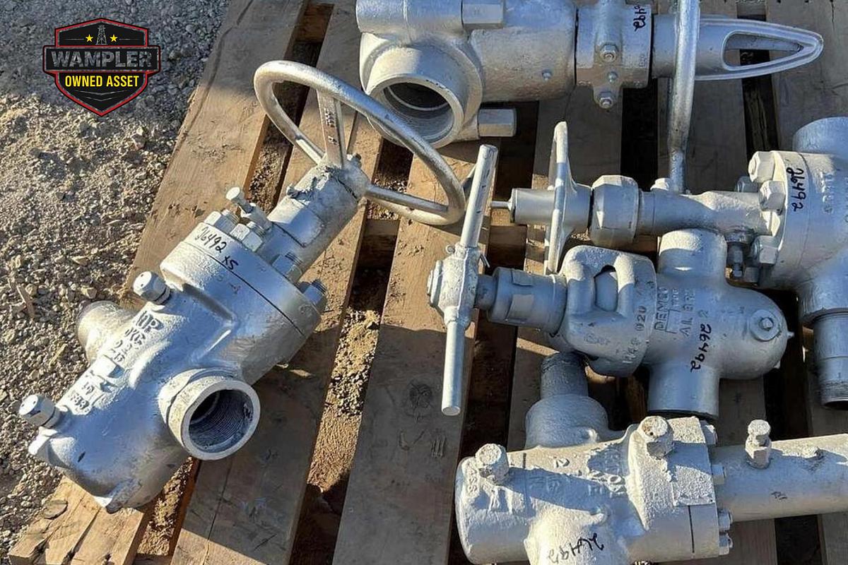 Used (1) Orbit 2 1/16" 3K, (1) Demco 2", (1) Barton 2 1/16", (1) AOP 2 9/16" 5K, (1) OTEC 14" 2K Valves