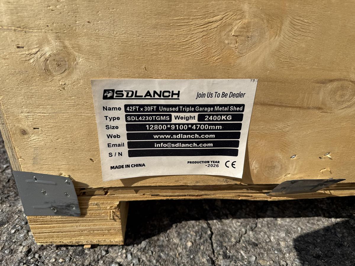 Used (3) 42'x30' Triple Garage Metal Shed (UNUSED)