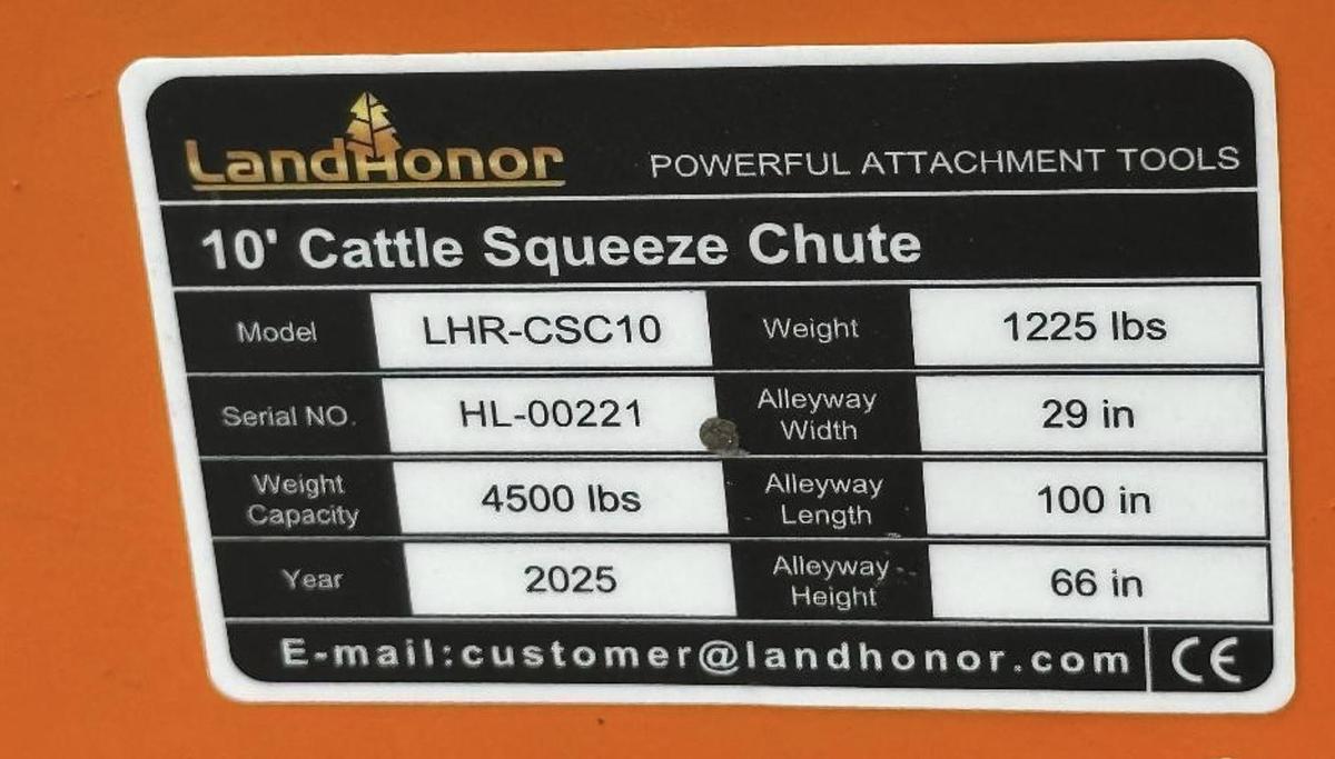Used Unused 2026 Landhonor LHR-CSC10 10ft Cattle Squeeze Chute