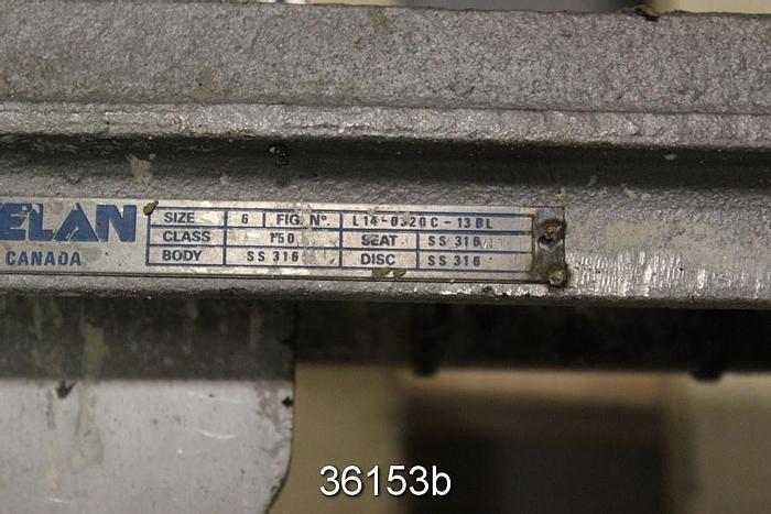 Used Velan 6" Hand Operated Knife Gate Valve, L14-0320C-13BL #36153