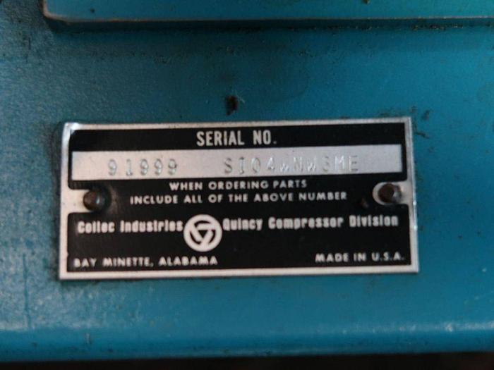 Used QUINCY 490 100 HP ROTARY SCREW AIR COMPRESSOR