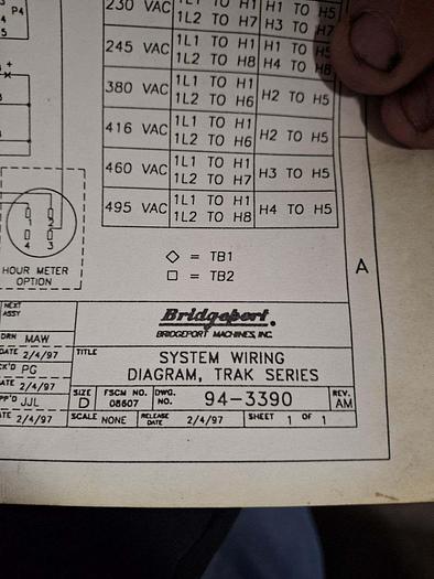 Used Bridgeport CNC milling machine, Model Series II, Table 11" X 54", X-Travel 33.5", 2 HP Variable speed head, 3500 RPM, TRAK series control