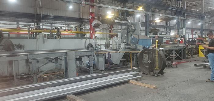 Used 2025 Hyd-Mech Mitering Vertical Band Saw, Model V-25APC, 25" X 30" Capacity, 10 HP, 1 1/2" blade, PLC Control