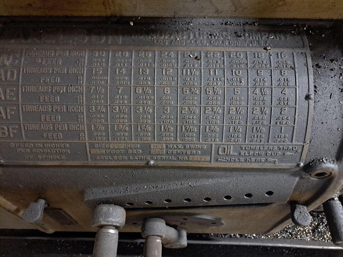 Used Axelson Engine Lathe, 34' Swing, 25.5" Swing over Cross slide, 288" Between Centers, Threading, Taper, Full Length Chip Pan