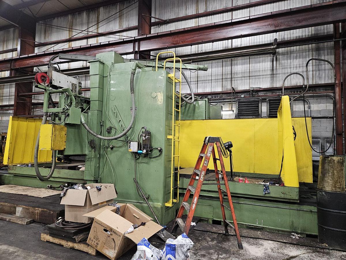 Used Thompson Bridge Style Reciprocating Surface Grinder, Model 16CX, 72" X 196" Table, Table Stroke 206", Grinding Head Stroke 84", 75 HP Spindle Drive