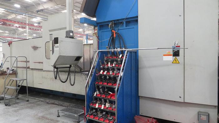 Used Vision Wide Double Column VMC, Model VF 4000, 81" X 165" Table, X Travel 165", Y Travel 90.5", Z Travel 36.2", Fanuc CNC