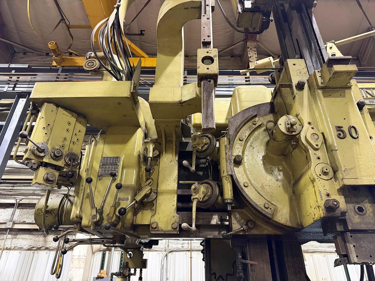 Used King Vertical Boring Mill, 62" Table, 72" Swing, 72" Under Rail. 40 HP 65 RPM, (1) Ram Heads, (1) Turret Head, (1) Side Head