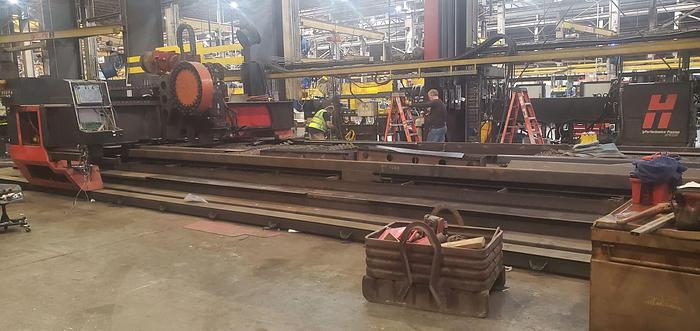 Used 2011 Kinetic Plasma/Oxy fuel Cutting System, 120" X 480" Table Capacity, 48 HP Milling Spindle and 24 ATC, Kinetic user friendly CNC
