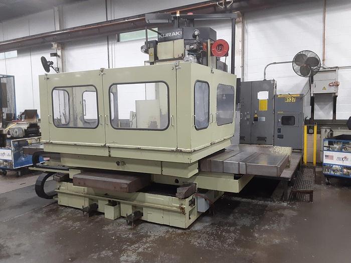 Used Kuraki Table Type Horizontal Boring Mill, KBT 11WDX, Table Size 55" X 63", X Travel 79", Y Travel 60" Spindle 4.33", 20 HP, 2500 RPM, Fanuc 15M CNC