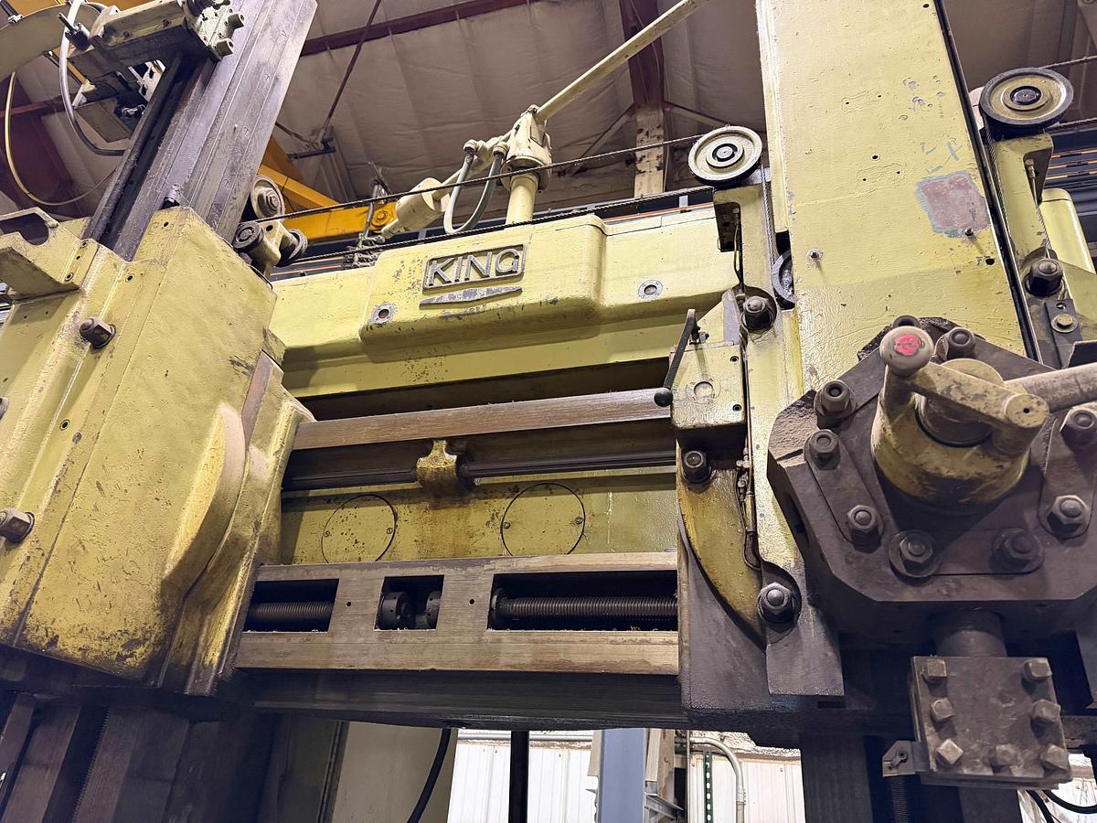 Used King Vertical Boring Mill, 62" Table, 72" Swing, 72" Under Rail. 40 HP 65 RPM, (1) Ram Heads, (1) Turret Head, (1) Side Head