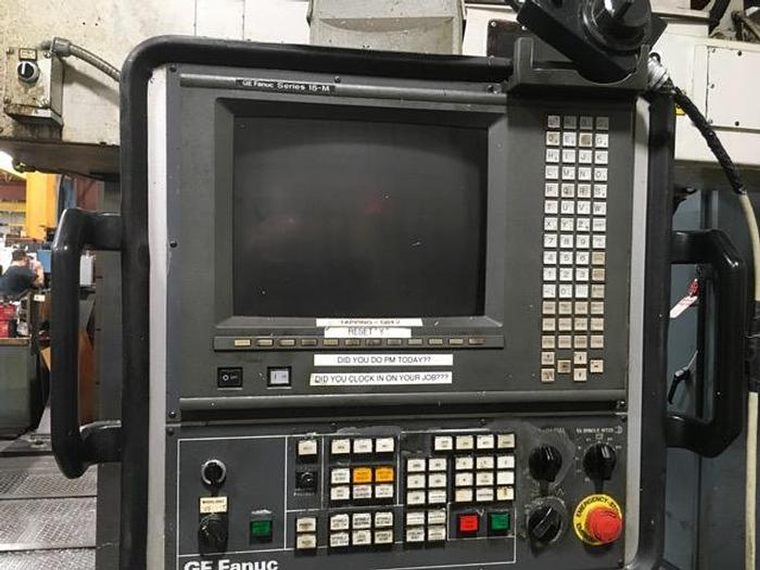 Used Giddings & Lewis Horizontal Boring Mill, Model PC 50, 60" X 144" Table, X Travel 144", Y Travel 92", 2500 RPM< 40 HP. Fanuc CNC