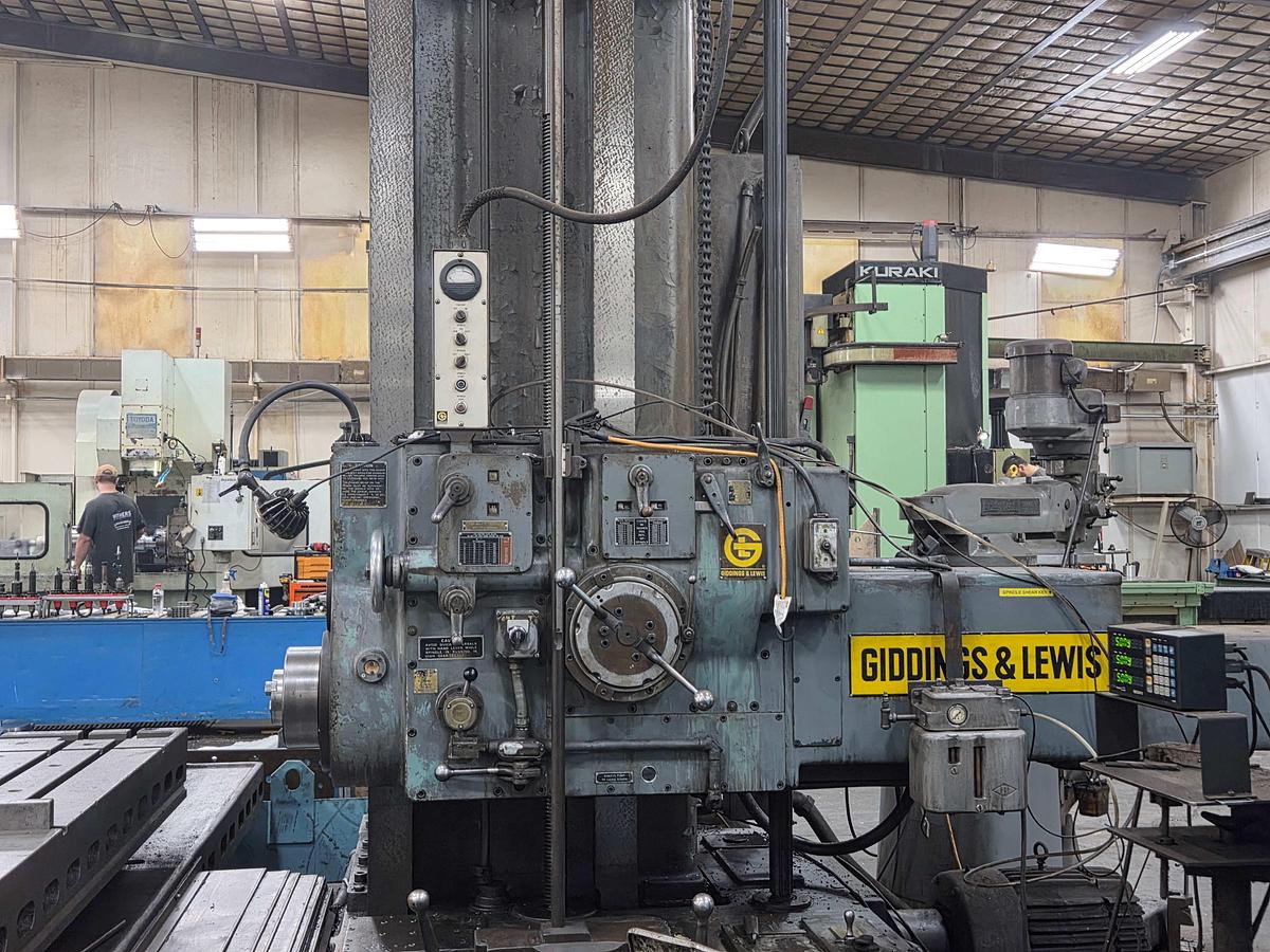 Used Giddings & Lewis Horizontal Boring Mill, Model D-5T, 48" X 96" Table, X Travel 84", Y Travel 72" 25 HP, 975 rpm, 50 Taper, DRO                                         2", 2500 RPM< 40 HP. Fanuc CNC