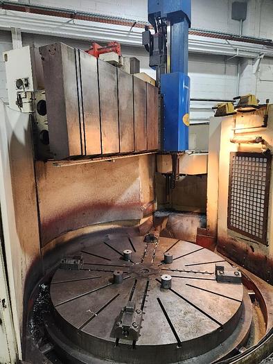 Used Toshiba CNC Vertical Boring Mill, TUE 200, Table 79", Swing 90.5", Height Under Rail 67.5", 200 RPM, Fanuc 31i CNC