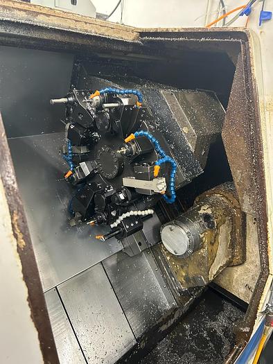 Used Daewoo Puma 200 LMSC, Swing on bed 20.1", Machining Length 19.5", Maximum turning diameter 11.5", Equipped with Line tooling, Sub Spindle, Fanuc CNC