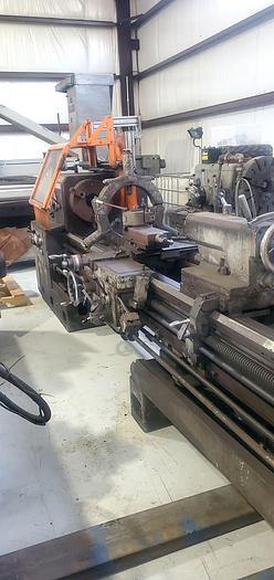 Used Mazak Engine Lathe, Model 24, 28" Swing, 15" Swing over cross slide, 140" Between Centers, 20 HP. 1900 RPM, Steady Rest