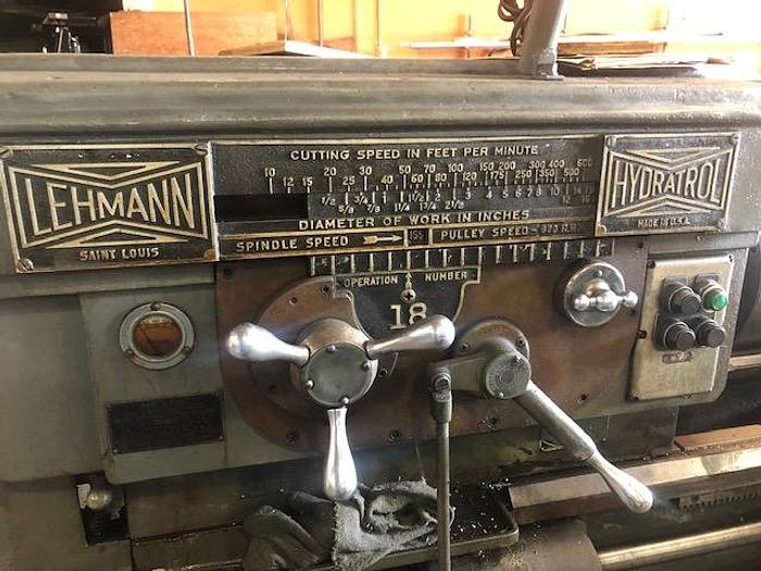 Used Lehmann Engine Lathe, Model NO 18, 16" 3 jaw chuck, 20" Swing, 96" Between Center, 600 RPM,15 HP