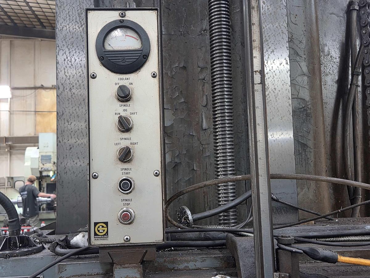 Used Giddings & Lewis Horizontal Boring Mill, Model D-5T, 48" X 96" Table, X Travel 84", Y Travel 72" 25 HP, 975 rpm, 50 Taper, DRO                                         2", 2500 RPM< 40 HP. Fanuc CNC