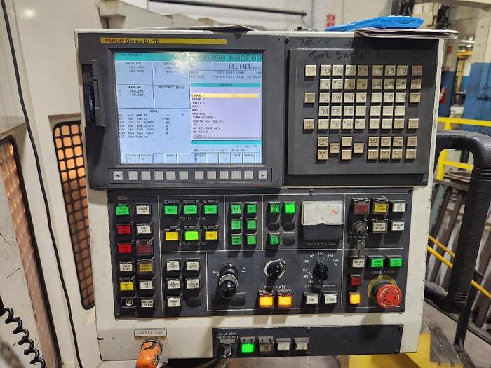 Used Toshiba CNC Vertical Boring Mill, TUE 200, Table 79", Swing 90.5", Height Under Rail 67.5", 200 RPM, Fanuc 31i CNC