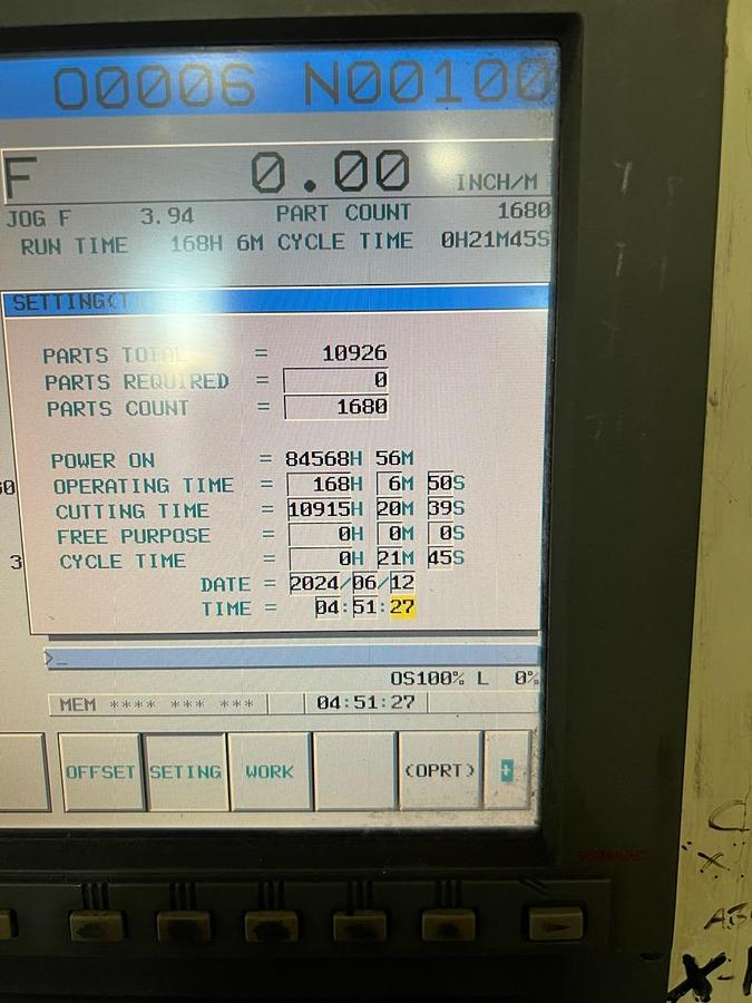 Used Niigata Horizontal Machining Center, Model 63, 24.5" X 24.5" Pallet, X-39.4", Y-33.5", Z-29.5", Cat 50 Taper, 35HP, 10,000RPM, Fanuc 16i