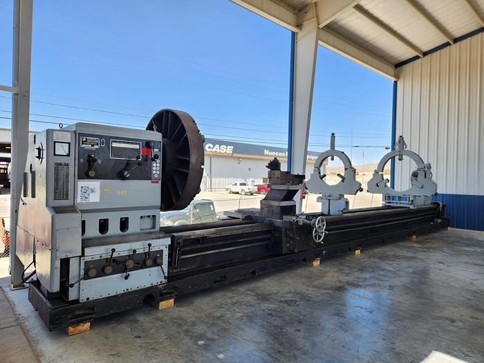 Used 77" X 92" X 360"Meuser Engine Lathe, Model L-13, 55" Chuck, (2) Steady Rests, Taper Attachment