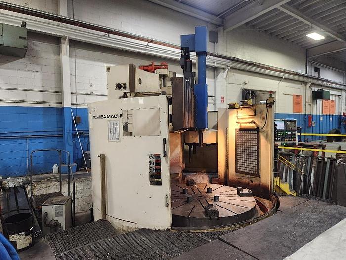 Used Toshiba CNC Vertical Boring Mill, TUE 200, Table 79", Swing 90.5", Height Under Rail 67.5", 200 RPM, Fanuc 31i CNC