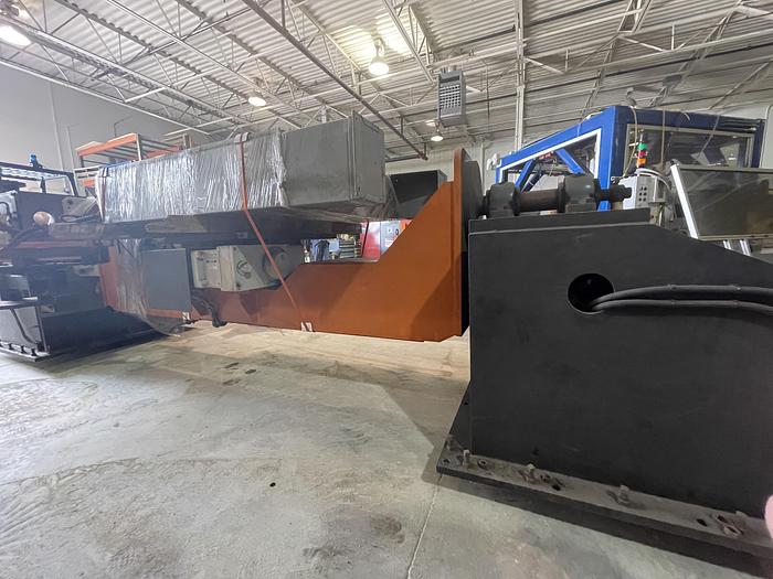 Used FANUC ARCMATE 120iC/10L MIG WELDING CELL WITH 2 AXIS 10' LONG DROP CENTER TRUNNION W/ROTARY CNC TABLE