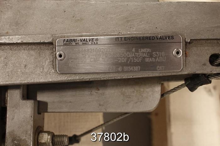 Used Fabri 4" Hand Operated Knife Gate Valve #37802