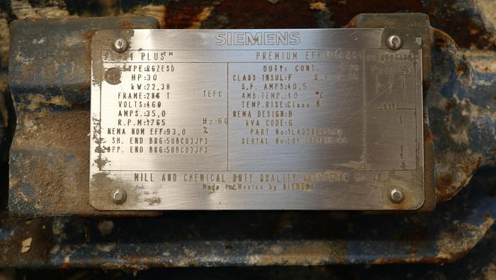 Used Siemens RGZESD 30 HP A/C Motor #44456